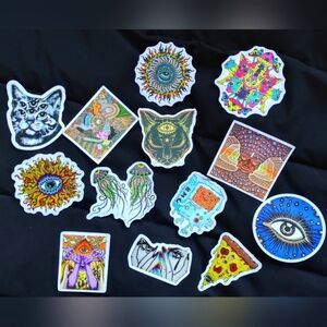 Eye themed sticker bundle of 14, colorful